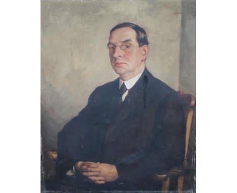 CHARLES JULIAN THEODORE THARP (b.1878). A portrait study of a seated gentleman, signed lower left, oil on canvas, unframed, 9