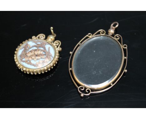 TWO VINTAGE GILT METAL EDWARDIAN STYLE PENDANTS, largest H 6.5 cm