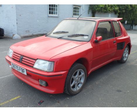 A 1987 RED PEUGEOT 205 GTI 'D570 FBF', petrol, 1905cc, 3-door, manual transmission, 'Dimma' bodystyling kit, no log book, app