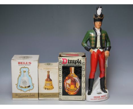 1 BOXED BOTTLE OF DIMPLE, together with 1 small ceramic decanter of Bell's whisky for Prince William's birthday and 1 small c