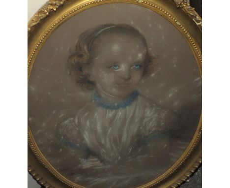 ALEXANDER BLAIKLEY (1816-1903). Scottish school, an oval portrait study of a young girl, in an oval carved wooden decorative 