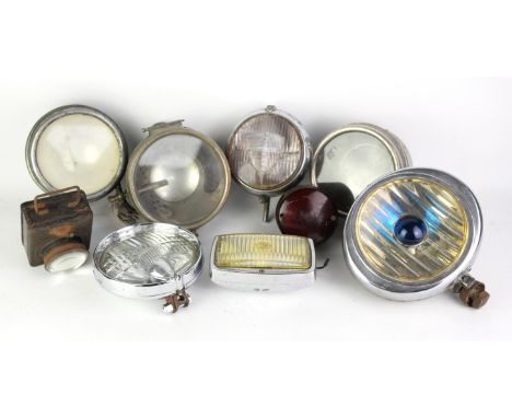 Collection of Nine Vintage Spotlights and other Lights - To include Notek Road Master spotlight, Lucifer Mirror back spotligh