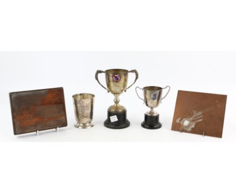 Three Vintage silver plated Car awards and other items - To include Martini Rally 1960 F.W Marriott Sixth Crew Cup, Eastbourn