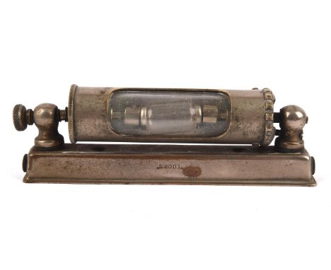 Vintage Lucas Dashboard Lamp - For Bentley, Lagonda, Rolls-Royce, Marked "Lucas" to base, Silver plate, L14cm. 