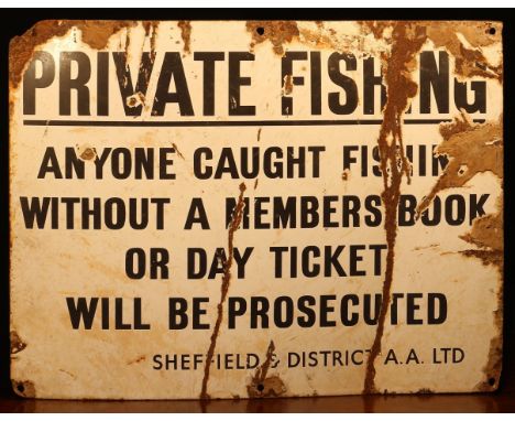 Salvage, South Yorkshire Interest - a rectangular shaped single sided enamel sign, black lettering on a white ground, 'PRIVAT