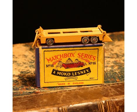 Matchbox '1-75' series diecast model 16a transport trailer, tan body with unpainted metal wheels, boxed