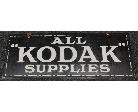 Advertising, Photography Interest - a rectangular shaped double sided enamel sign, white lettering on a black ground, 'ALL "K