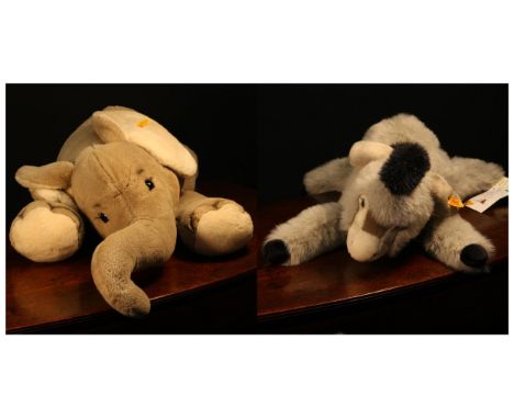 Steiff (Germany) EAN 101571 Issy Cosy Friends Donkey, trademark 'Steiff' button to ear with yellow and red tag, circular card