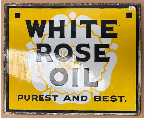 WHITE ROSE OIL ENAMEL SIGN - DOUBLESIDED 45.5cm x 56cm x 4cm