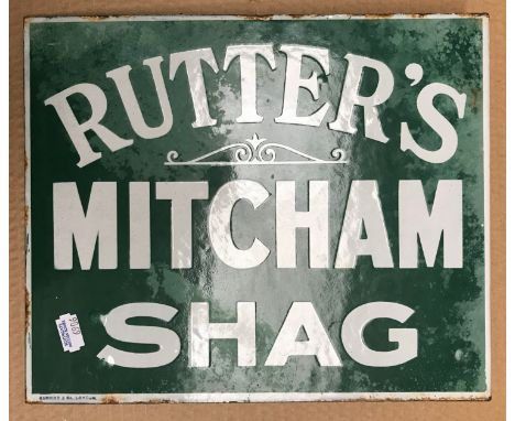 SMALL RUTTERS MITCHAM SHAG ENAMEL SIGN30.5cm x 25.5cm x 4cm (DOUBLESIDED)
