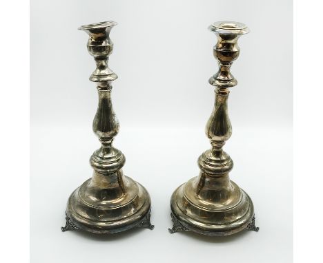 PAIR OF LARGE STERLING SILVER CANDLESTICKS