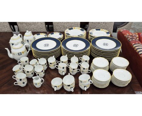 HEDIARD LIMOGES PART DINNER SERVICE 'COQUET' PATTERN, comprising 22 dinner plates, 15 plates, 6 side plates, 2 teapots, 1 cof