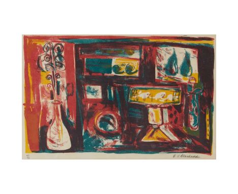 § DAME ELIZABETH BLACKADDER O.B.E., R.A., R.S.A., R.S.W., R.G.I., D.Litt (SCOTTISH 1931-2021) HARLEQUIN - 1958 Lithograph, 40