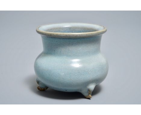A small Chinese Junyao tripod incense burner, Yuan or later H.: 9 cm We have more lots available exclusively on our website w