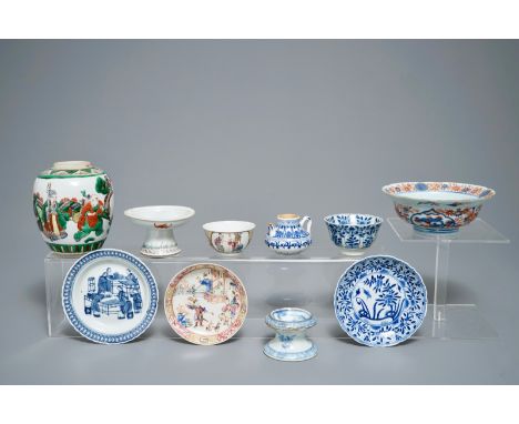 A varied collection of Chinese porcelain, Kangxi and later H.: 13 cm (the famille verte jar) We have more lots available excl