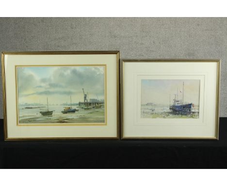 Ashton Cannell (1927-1994), Bugsby Reach, watercolour on paper, signed and framed together with Paul Banning (b.1934) Evening