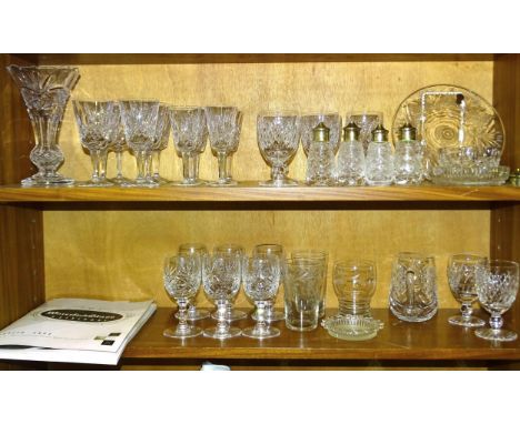 A collection of Waterford crystal, including&nbsp;Lismore pattern: 6 wine glasses, 6 port glasses;&nbsp;Boyne pattern: 9 clar