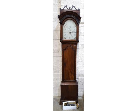 An antique mahogany longcase clock, the dial with painted face, signed James Pike, Newton Abbot, with 8-day bell-striking mov