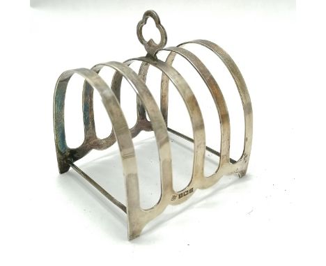 1969 silver toastrack by Charles S Green &amp; Co Ltd - 8.2cm x 9cm high &amp; 63g - slight distortion