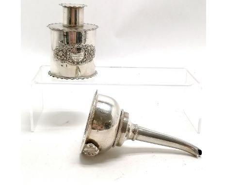 1905 silver tea cannister with crimped detail (8.5cm high) by Josiah Williams &amp; Co (George Maudsley Jackson &amp; David L