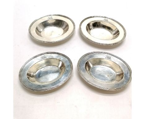 1799 Georgian set of 4 x silver salts - 12cm across &amp; total 312g 