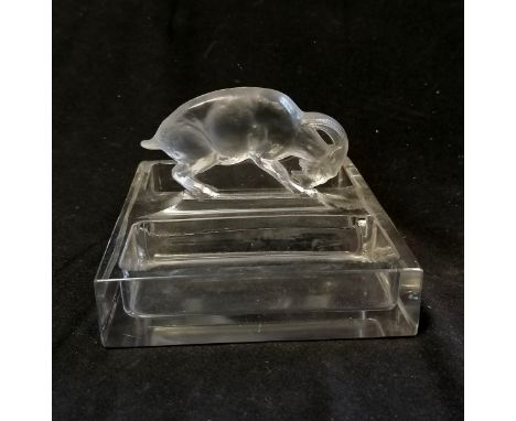 R Lalique France chevre (goat) glass ashtray / dish - 11cm x 13cm &amp; no obvious damage 