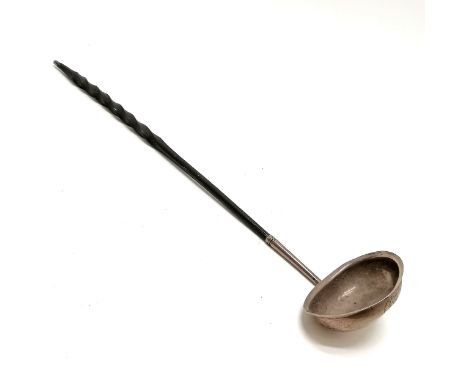 Georgian silver toddy ladle with baleen handle - 37cm long ~ dents to bowl 