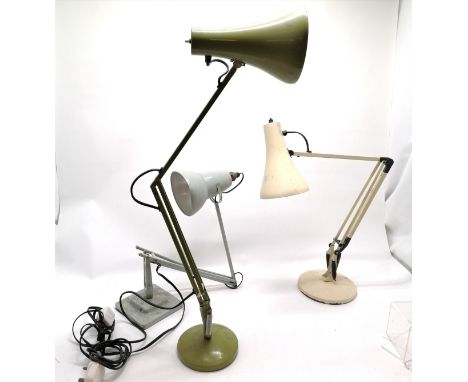 2 x vintage Anglepoise lamps t/w green anglepoise style lamp - grey lamp has dent to the shade 