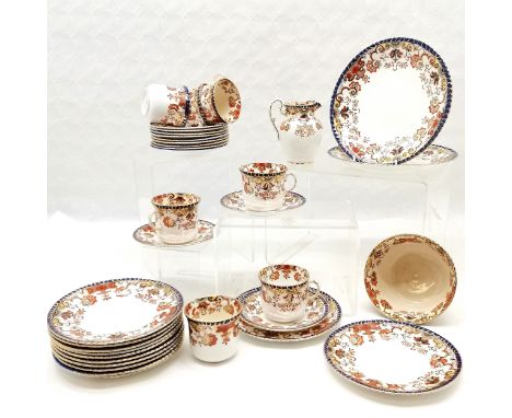 Victorian part tea service comprising 11 side plates, 2 cake plates, 12 saucers, 7 cups, jug and bowl- No obvious damage 