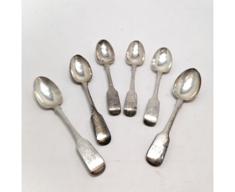 1815 Exeter (no town mark) silver set of 6 x teaspoons by George Turner - 14cm &amp; 118g 