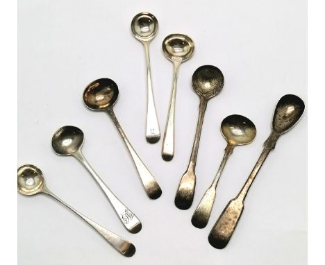 8 x sterling silver Georgian condiment spoons (1 has rubbed marks &amp; 1 has dents) - longest 12.5cm &amp; total 68g