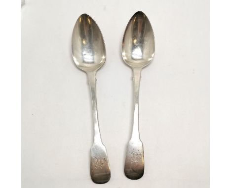 1825 silver Georgian pair of tablespoons by William Bateman - 22.5cm &amp; 133g 