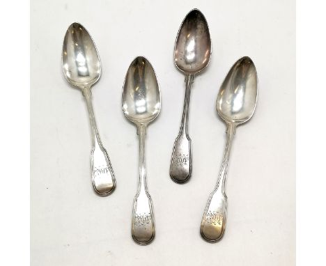 1804 silver set of 4 x dessert spoons with double thread pattern by George Smith - 17.5cm &amp; 178g