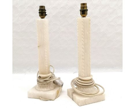 Pair of alabaster carved lamp bases 