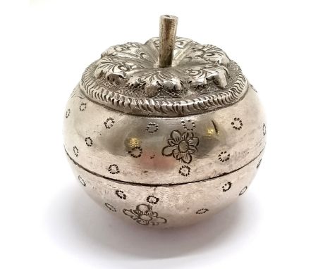 Unmarked silver Oriental lidded pot in the form of a persimmon - 4.5cm high &amp; 47g