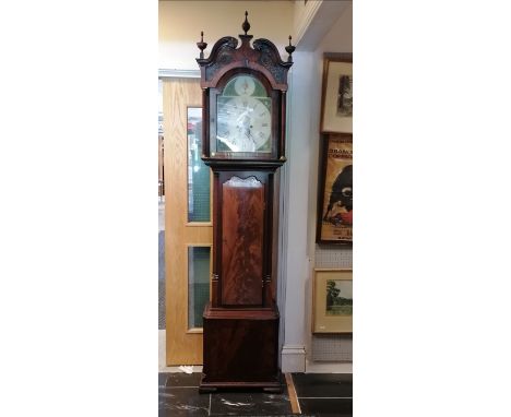 Antique mahogany cased grandfather 8 day longcase clock by Thomas Twigg, Shelton - damages to pediment. 225 x 50 x 25cm. 