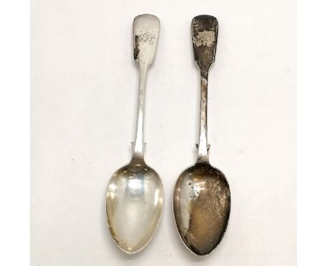 1873 Exeter silver pair of tablespoons by James and Josiah Williams &amp; Co - 22cm &amp; 124g ~ dents to bowls 