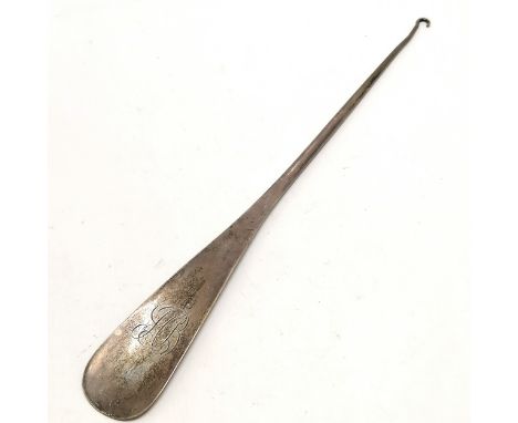 1894 sterling silver shoehorn button hook combination tool - 33cm &amp; 102g 