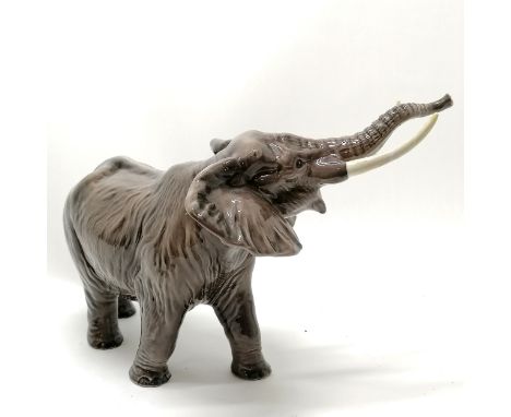 Beswick large elephant (1943-75 with trunk stretching) by Arthur Gredington - 26cm high x 40cm long ~ both tusks and the trun