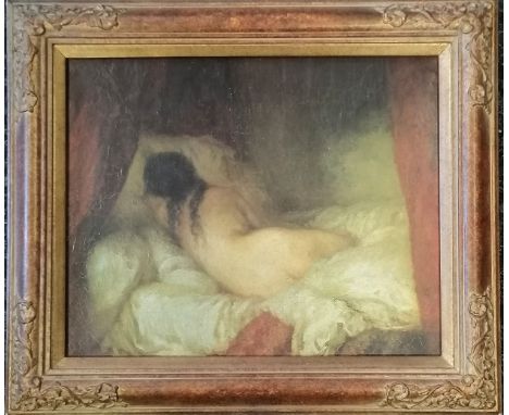 Framed oleograph of 'Femme nue couchée' by Jean-François Millet ~ frame 44.5cm x 52.5cm 
