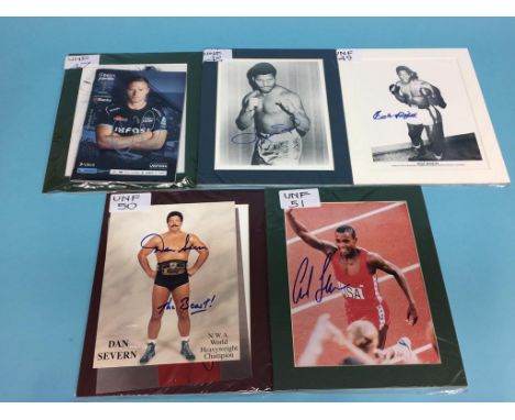 Autographs to include; Johnny Wilkinson, Rob Andrew, Chris Ashton, Leon Spinks, Shannon Briggs, Emile Griffith (2), Leon Spin