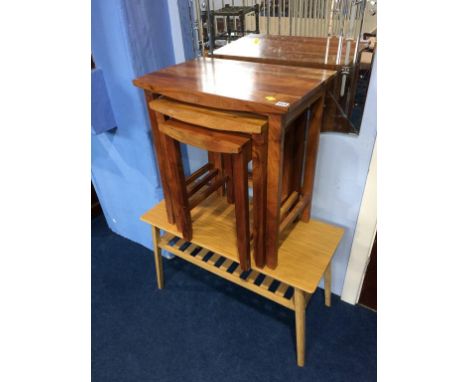 A light wood coffee table and a nest of tables