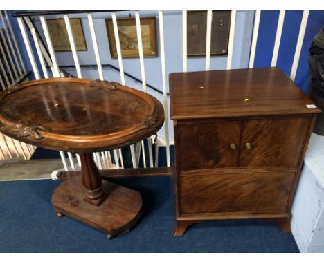 A walnut commode and an occasional table