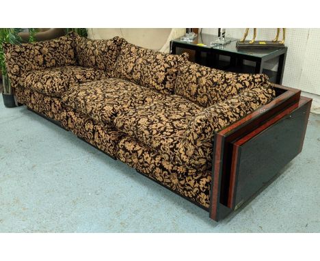 ROMAN DECO SOFA, by Paola Barracheli, Italian 1970s, three seater in three sections, coromandel and yew wood veneered, ebony 
