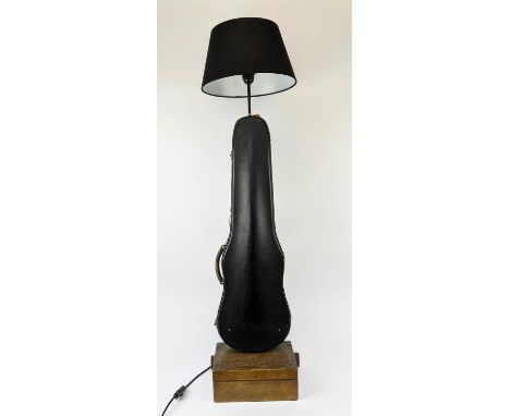 BLUETOOTH SPEAKER TABLE LAMP, 114cm H, made from a violin case by Bee Rich, with shade. 