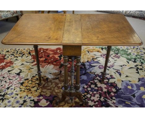 SUTHERLAND TABLE, 72cm H x 19cm x 77cm, 113cm open, Victorian burr walnut, circa 1865, with rectangular top and ceramic casto