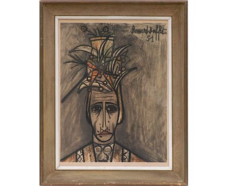 BERNARD BUFFET 'Carnival', lithograph, signed and dated 1951 in the plate, 60cm x 45cm, in a vintage French frame. (Subject t