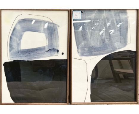 CONTEMPORARY SCHOOL DIPTYCH, untitled prints, framed and glazed, 61cm x 43cm. (2) 