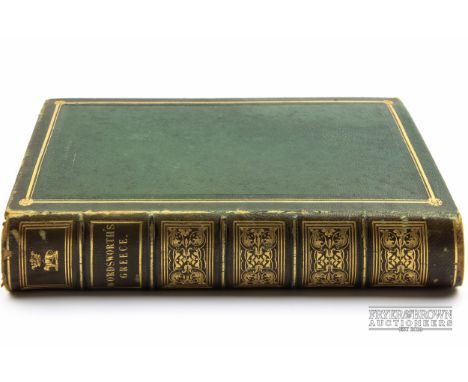 Book - Christopher Wordsworth, 'Greece: Pictorial, Descriptive and Historical', green leather with gilt tooling, five raised 