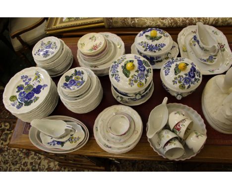 A Spode 'Blue Flowers' part dinner service, comprising gravy boat with integral stand, a gravy boat with separate stand, thre